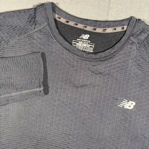 New Balance Baselayer 3.0 Mens Large Gray Textured Grid Fleece Long Sleeve